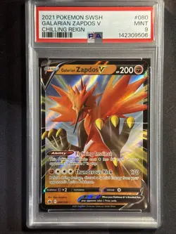 2021 POKEMON SWORD & SHIELD CHILLING REIGN #080 GALARIAN ZAPDOS V PSA 9 - Image 1