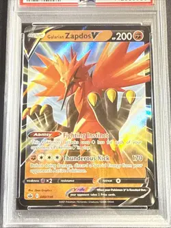 2021 POKEMON SWORD & SHIELD CHILLING REIGN #080 GALARIAN ZAPDOS V PSA 9 - Image 3