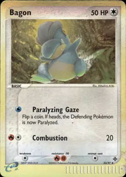 Bagon 23/97 Uncommon Dragon Pokemon Reverse Holo Damaged - Image 1