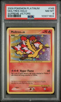 2009 POKEMON PLATINUM SUPREME VICTORS #149 MOLTRES-HOLO PSA 8 - Image 1