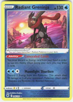 Radiant Greninja 046/189 Radiant Rare Astral Radiance Pokemon Holo Near Mint - Image 1