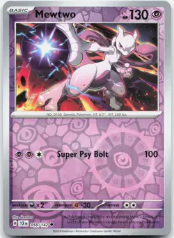 Mewtwo 59/142 Uncommon Stellar Crown Pokemon Reverse Holo Near Mint - Image 1