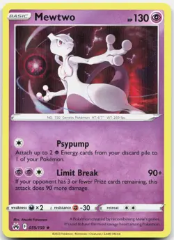 Mewtwo 059/159 Holo Rare Crown Zenith Pokemon Holo Near Mint - Image 1