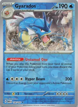 Gyarados 130/165 Rare 151 Pokemon Reverse Holo NM - Image 1
