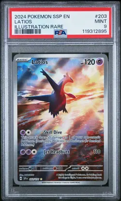 2024 POKEMON SSP EN-SURGING SPARKS ILLUSTRATION RARE #203 LATIOS PSA 9 - Image 1
