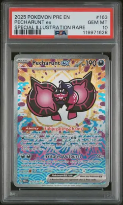2025 POKEMON PRE EN-PRISMATIC EVOLUTIONS #163 PECHARUNT EX PSA 10 GEM MINT - Image 1