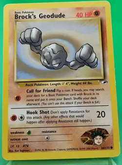 Brock’s Geodude 66/132 Gym Heroes Unlimited Uncommon Pokemon TCG - MP - Image 1