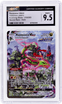 2021 Pokemon Sword and Shield Evolving Skies Rayquaza Vmax Secret Rare CGC 9.5 - Image 1