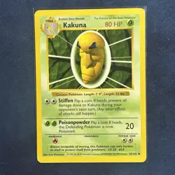 1999 Mint WOTC 33/102 Shadowless Kakuna Uncommon Pokemon Card - Image 1