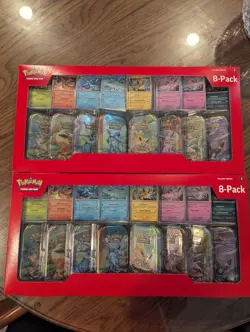 2 Pokemon 8-Pack Trading Card Tin Collections. Coatco Exclusive - Image 1