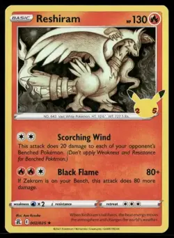 2021 Celebrations Set Pokemon Card 02 Reshiram NM - Image 1
