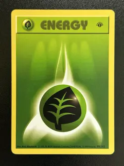 GRASS ENERGY Pokemon Card WOTC 1st Edition Base Set Shadowless 99/102 NM (A) - Image 1