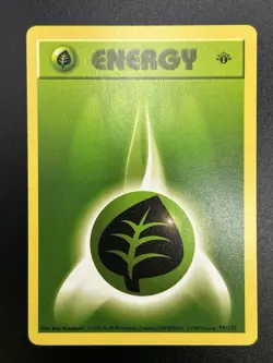 GRASS ENERGY Pokemon Card WOTC 1st Edition Base Set Shadowless 99/102 NM (A) - Image 2