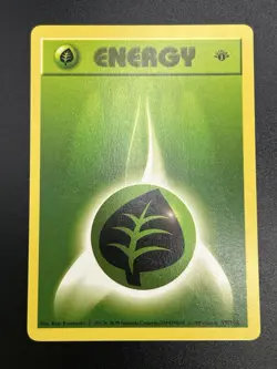 GRASS ENERGY Pokemon Card WOTC 1st Edition Base Set Shadowless 99/102 NM (A) - Image 3