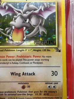 COSMOS HOLO Aerodactyl Prerelease 1/62 1st Edition Pokemon Fossil CGC 9 Stamped - Image 3