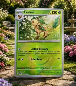 Pokemon TCG *Master ball*Leafeon prismatic Evolutions Reverse Holo Rare Eng 120 - Image 1