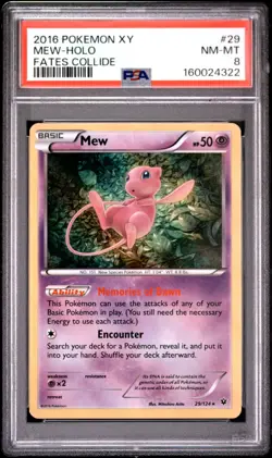 2016 POKEMON XY FATES COLLIDE #29 MEW-HOLO PSA 8 - Image 1