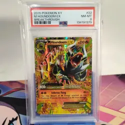 Mega Houndoom EX 22/162 Breakthrough Holo Ultra Rare Pokemon TCG PSA 8 - Image 1