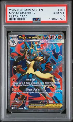 2025 POKEMON MEG EN-MEGA EVOLUTION ULTRA RARE #160 MEGA LUCARIO EX PSA 10 - Image 1