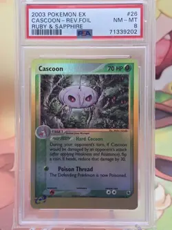 CASCOON 26/109 Reverse Holo POKEMON EX RUBY & SAPPHIRE 2006 E-series PSA 8 NM-MT - Image 1