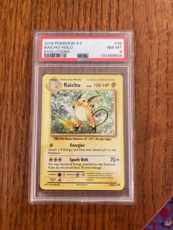 2016 Pokemon XY Evolutions #36 Raichu Holo PSA 8 - Image 1