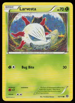 Larvesta 14/114 Common Steam Siege Pokemon Lightly Played - Image 1