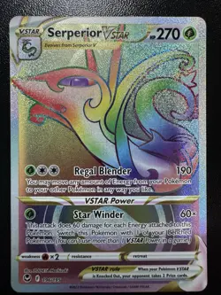 Pokemon TCG: Serperior VSTAR #196/195 SWSH Silver Tempest Secret Rainbow Rare - Image 1