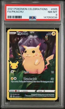 POKEMON PIKACHU FULL ART CELEBRATIONS 005/025 PSA 8 - Image 1