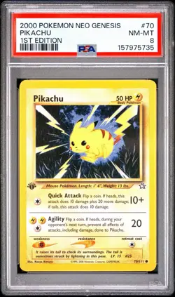 2000 Pokemon 1st Edition Neo Genesis Pikachu | PSA 8 - Image 1