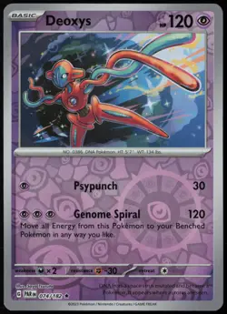 Deoxys 074/182 Paradox Rift Rare Reverse Holo Pokemon NM - Image 1