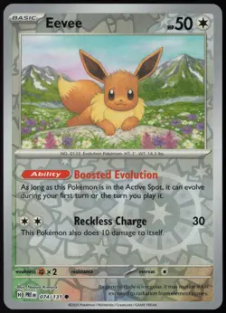 Eevee 074/131 Prismatic Evolutions Common Reverse Holo Pokemon NM - Image 1