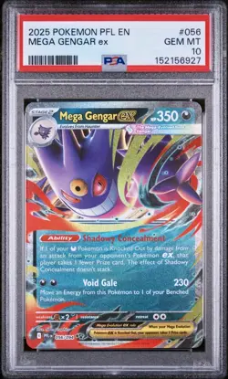 2025 Pokemon PFL EN-Phantasmal Flames #056 Mega Gengar Ex PSA 10 GEM MINT - Image 1