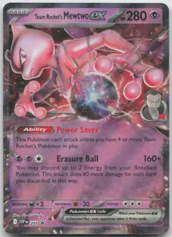 Team Rocket's Mewtwo ex 205 Holo Promo Scarlet & Violet Promo Pokemon Near Mint - Image 1