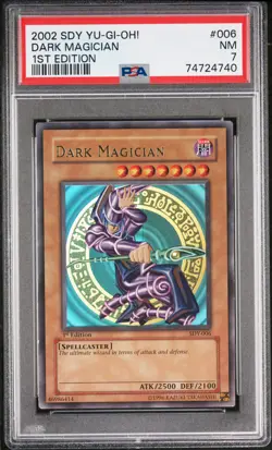 2002 YU-GI-OH! STARTER DECK: YUGI 1ST EDITION #006 DARK MAGICIAN PSA 7 - Image 1