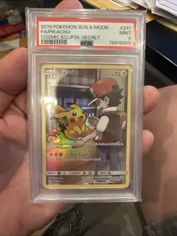 2019 POKEMON SUN & MOON COSMIC ECLIPSE SECRET #241 FULL ART/PIKACHU PSA 9 - Image 1