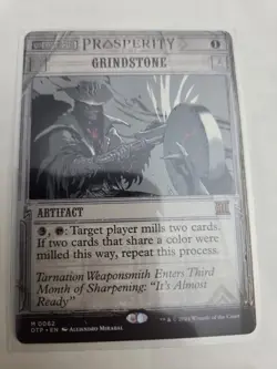 mtg, Grindstone Outlaws of Thunder Junction: Breaking News Regular NM - Image 1