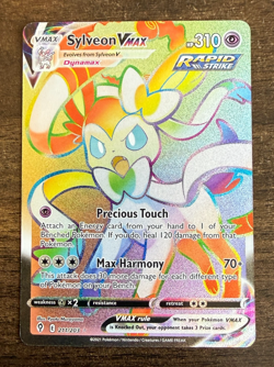 POKEMON SYLVEON VMAX HOLO RAINBOW SECRET RARE CARD 211/203 EVOLVING SKIES - Image 1