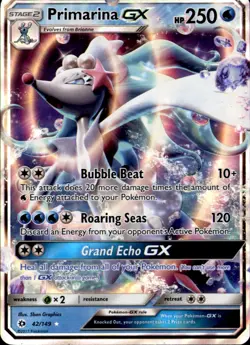 Primarina GX 42/149 Holo Ultra Rare Pokemon SM Base Set - Image 1