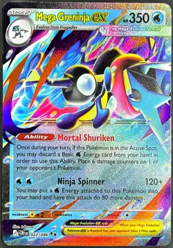 Pokemon TCG Mega Greninja ex 022/086 Me04: Chaos Rising Holo NM Pack Fresh - Image 3