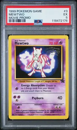 1999 POKEMON GAME MOVIE PROMO #3 MEWTWO PSA 5 - Image 1