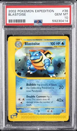 2002 POKEMON EXPEDITION #36 BLASTOISE PSA 10 - Image 1