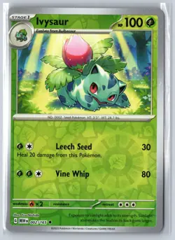 Ivysaur 002/165 Uncommon 151 Pokemon Reverse Holo Near Mint - Image 1