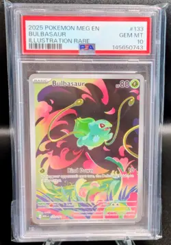 2025 POKEMON MEG EN-MEGA EVOLUTION ILLUSTRATION RARE #133 BULBASAUR PSA 10 - Image 1