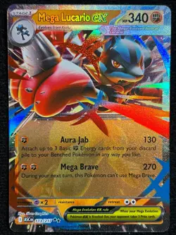Mega Lucario ex 077/132 Holo Mega Evolution Pokemon Double Rare NM - Image 2