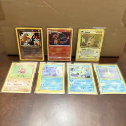 DAMAGED Pokemon Lot 7 - Charizard Entei Articuno Raichu Gyarados - Creased AS-IS - Image 1