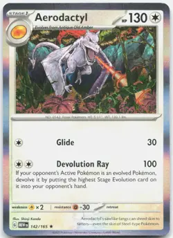 Aerodactyl 142/165 Rare 151 Pokemon Holo Near Mint - Image 1