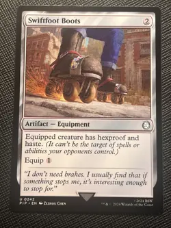 SWIFTFOOT BOOTS - FALLOUT - MTG - NON FOIL - PIP 242 - UNCOMMON 2024 - NM - Image 1