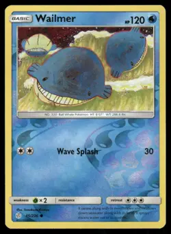 POKEMON WAILMER COSMIC ECLIPSE 45/236 REVERSE HOLO C LP Tomokazu Komiya - Image 1