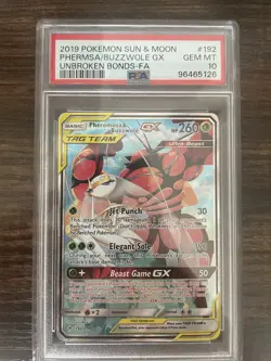 Pokemon TCG Unbroken Bonds Pheromosa & Buzzwole GX Alt Full Art Holo PSA 10 - Image 1