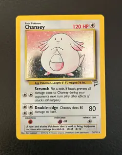Pokemon Chansey 3/130 Holo Rare Base Set 2 NM Vintage WOTC - Image 1